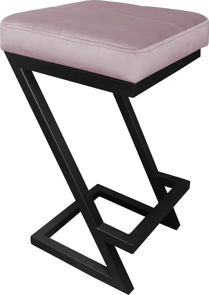 Hoker ZETA krzesło barowe tkanina Welur podstawa metalowa LOFT : Kolor Stelaża - Czarny , Kolor tkaniny - VELVET - MG55