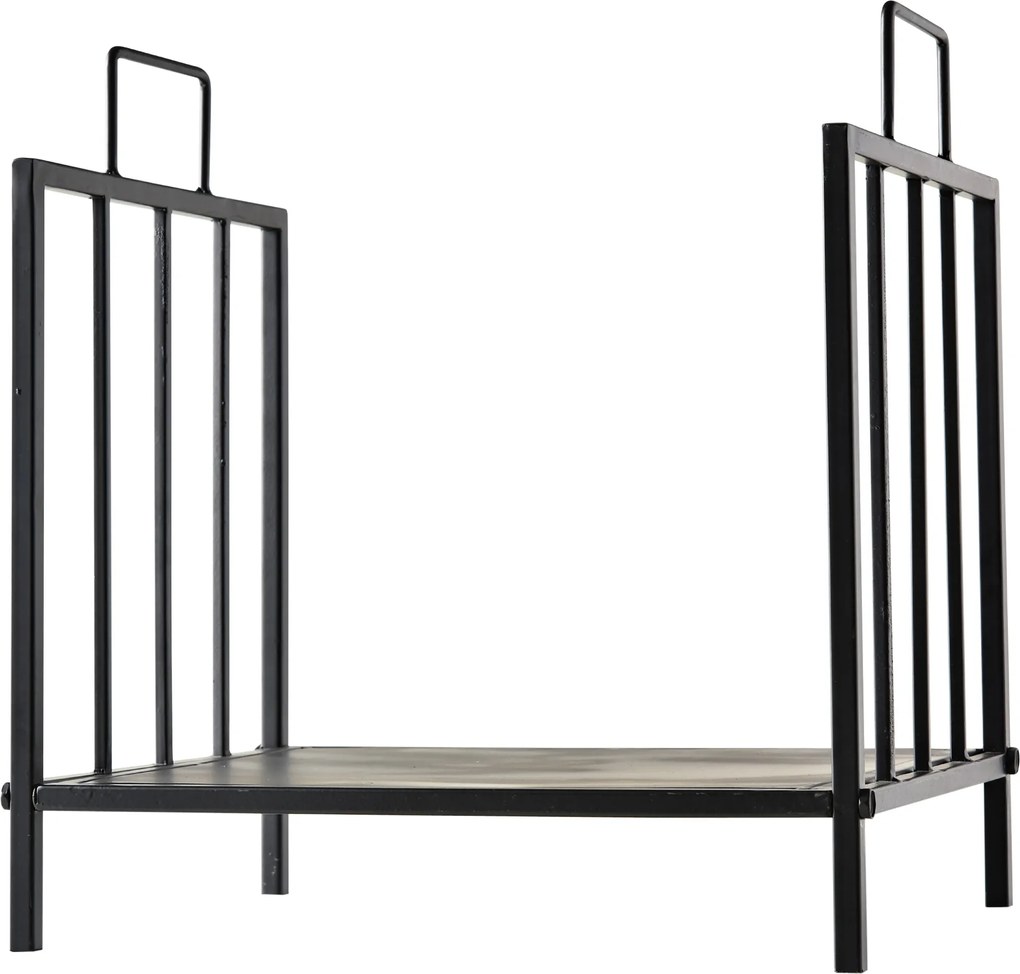 Outsunny Stojak na drewno kominkowe 44,5×33×46,5 cm — czarny, z uchwytami