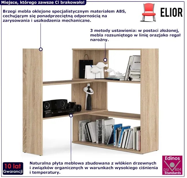 Narożny niski regał na książki dąb sonoma M3-Z55