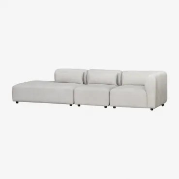 Sofa Modułowy Narożny 3-częściowy Z Lewym Szezlongiem Fogler Tkaniny Jasnoszary - Sklum