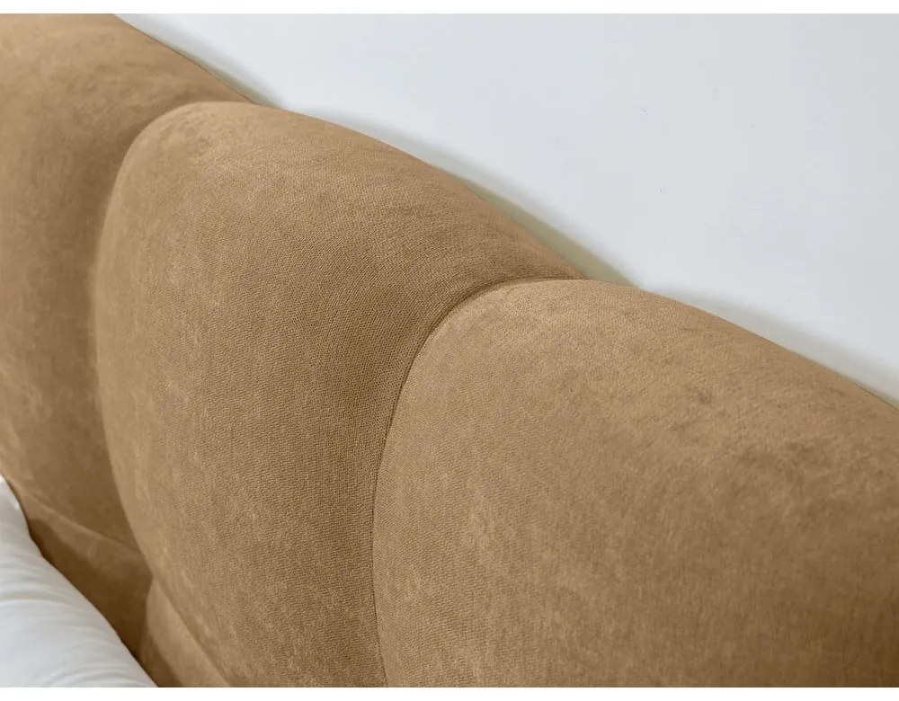 Beżowe tapicerowane łóżko dwuosobowe ze stelażem 140x190 cm Kumo – Bobochic Paris