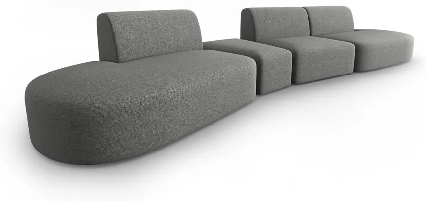 Szara sofa z tkaniny szenilowej lewostronna 428 cm Paolo – Milo Casa