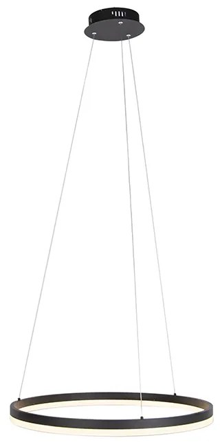 Designerska lampa wisząca czarna 60 cm z LED 3-stopniowy ściemniacz - Anello Nowoczesny Oswietlenie wewnetrzne
