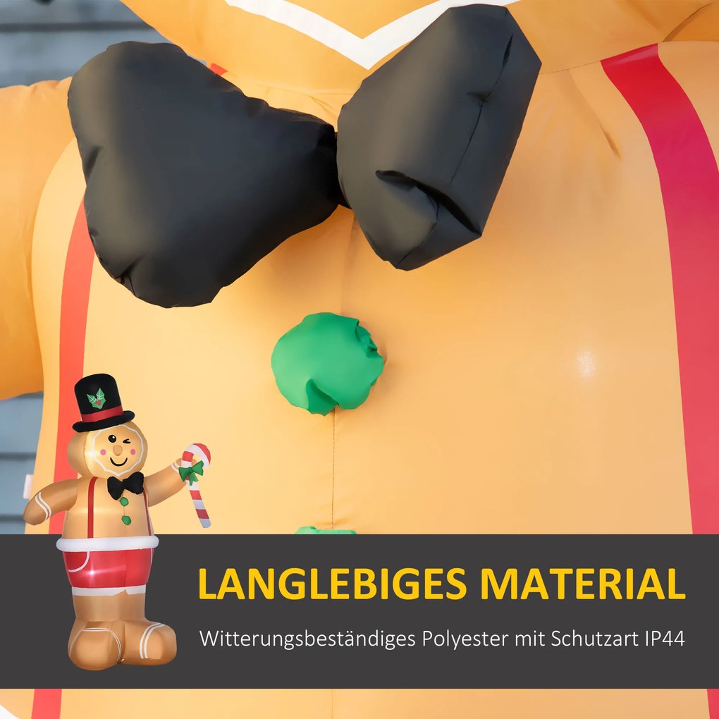 Outsunny Nadmuchiwane weihnachtsfiguren Nadmuchiwany ludzik piernikowy, 2 m, z dmuchawą, Wielokolorowy