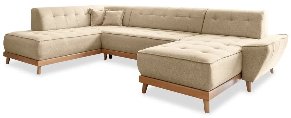 Beżowa rozkładana sofa w kształcie litery "U" Miuform Dazzling Daisy, lewostronna