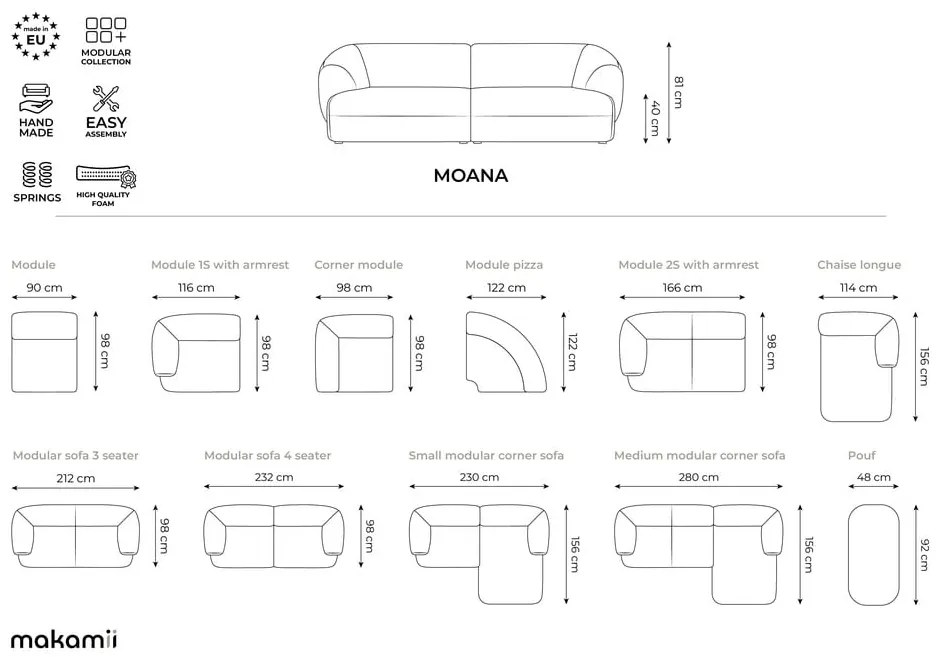 Pomarańczowy aksamitny narożnik (prawostronny) Moana – Makamii