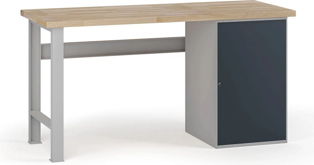 Stół warsztatowy G7, blat bukowy, 1700 x 800 x 840 mm, 1x szafka, grafitowy