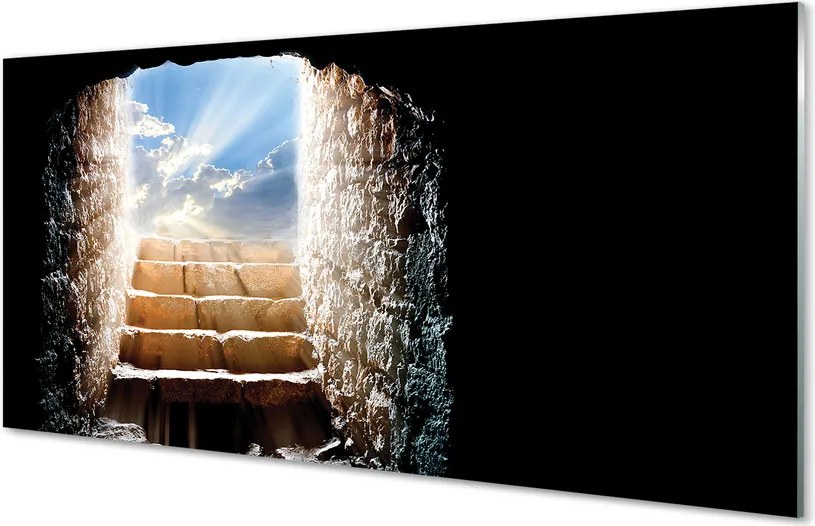 Panel szklany do Kuchni Schody w Blasku Słońca