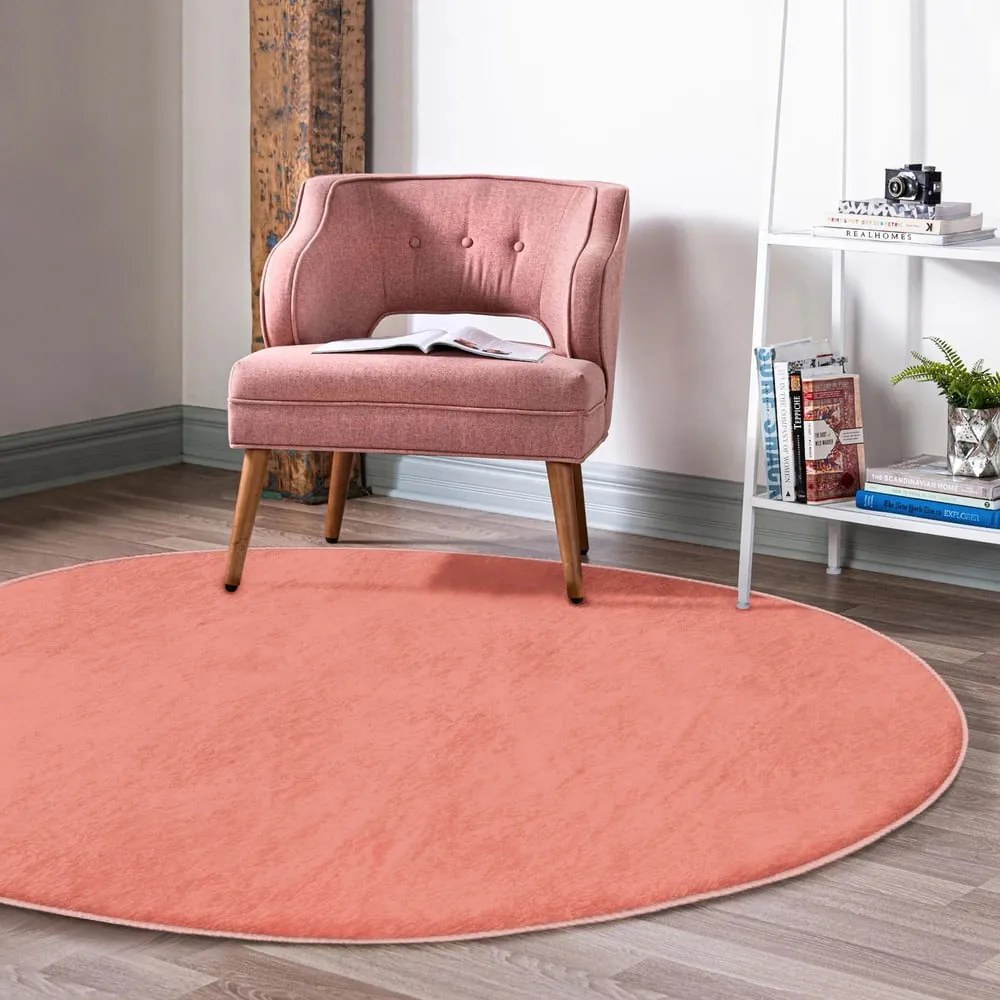 Jasnoczerwony okrągły dywan odpowiedni do prania i robotów sprzątających ø 100 cm Comfort – Mila Home