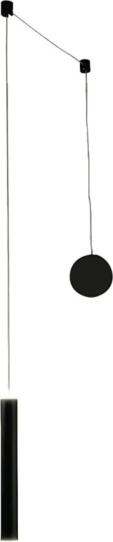 Lampa wisząca Prado w kolorze matowej czerni, zdecentralizowana - Fabas Luce - 6,5 W, ściemnialna dioda LED - montaż zdecentralizowany