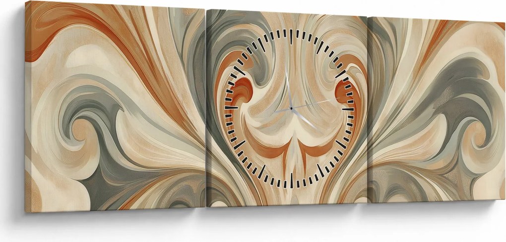 Obraz - Wiry w ziemistych barwach (z zegarem) (90x30 cm)