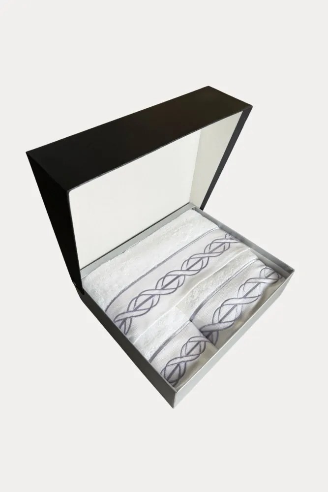 Podarunkowy zestaw ręczników VITA, 3 szt Biały / beżowy haft