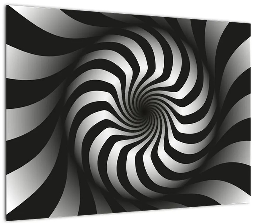 Obraz na szkle - Abstrakcyjny obraz czarno - białej spirali (70x50 cm)