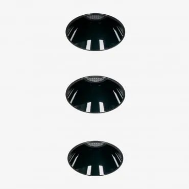 Pack 3 Wpuszczanych Downlightów Led Bezramkowych Trimless, Okrągłych Ø3,6 Cm, Wykonanych Z Aluminium Luisiana Czarna & Biała 3000k & 3 W & 38º - Sklum