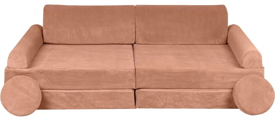 Slimcord sztruksowa sofa dziecięca, ceglana - meowbaby®