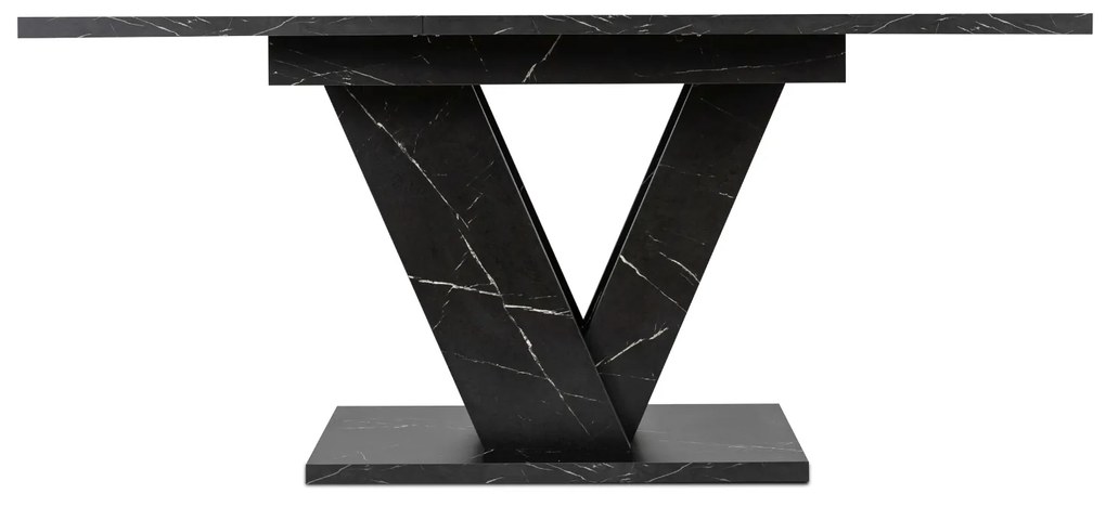 Zestaw Stół Prostokątny Rozkładany CLARK 120-160 cm Czarny Marmur i 4 Krzesła Tapicerowane CORK Czarne Welurowe Loft