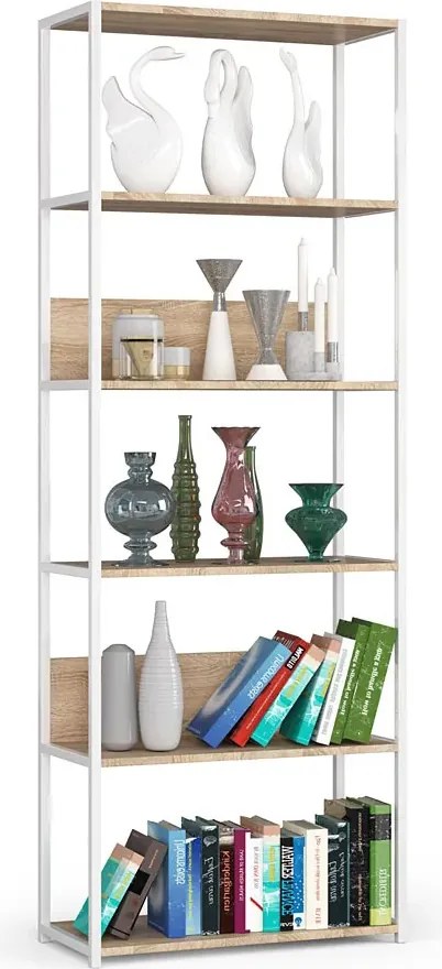 Otwarty regał do kuchni biały + dąb artisan S5-W53