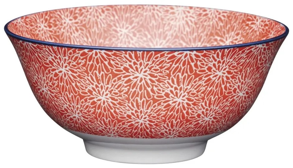 Czerwona miska ceramiczna Kitchen Craft Floral, ø 16 cm