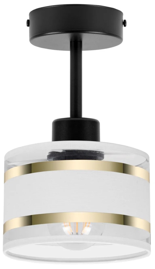 Lampa sufitowa czarna jednopunktowy spot z białym abażurem T-1010SC-WE