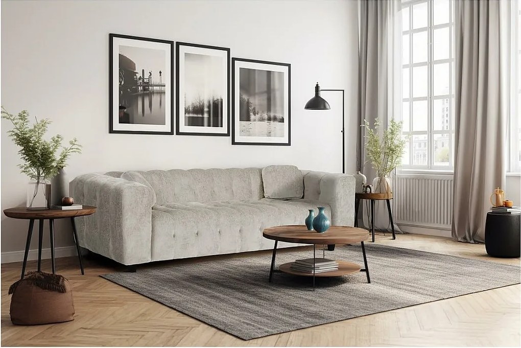 Sofa prosta z tkaniny szenilowej "Vendome" - 3 miejsca - Beżowy