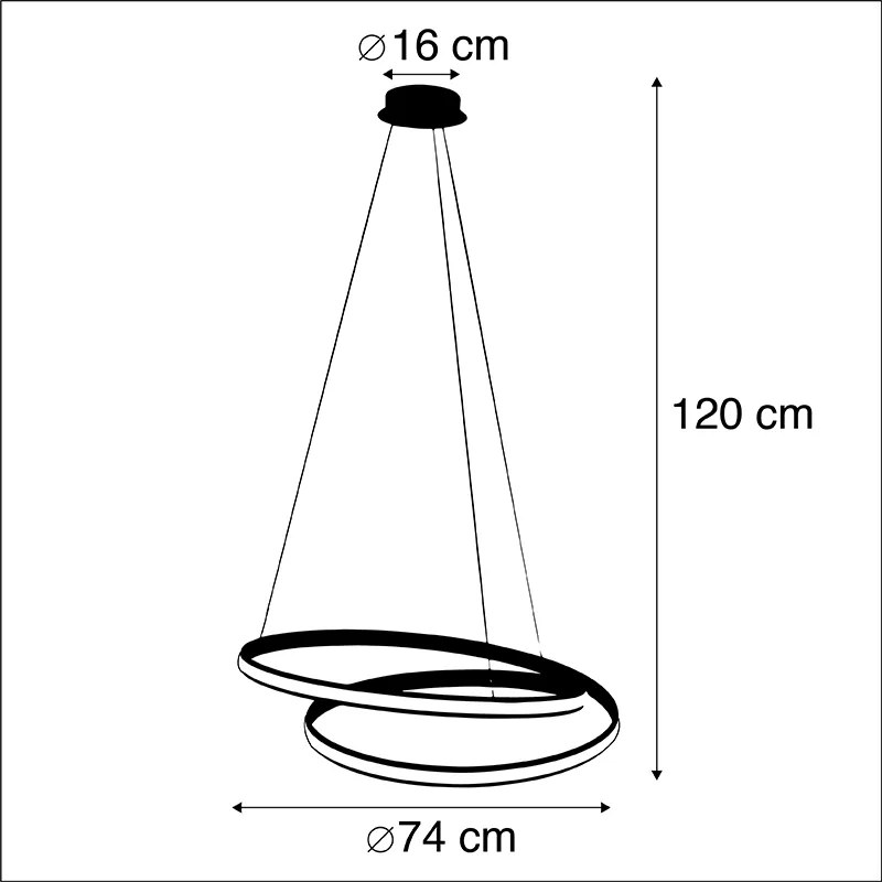 Nowoczesna lampa wisząca czarna 74 cm z diodami LED - Rowan Nowoczesny Oswietlenie wewnetrzne