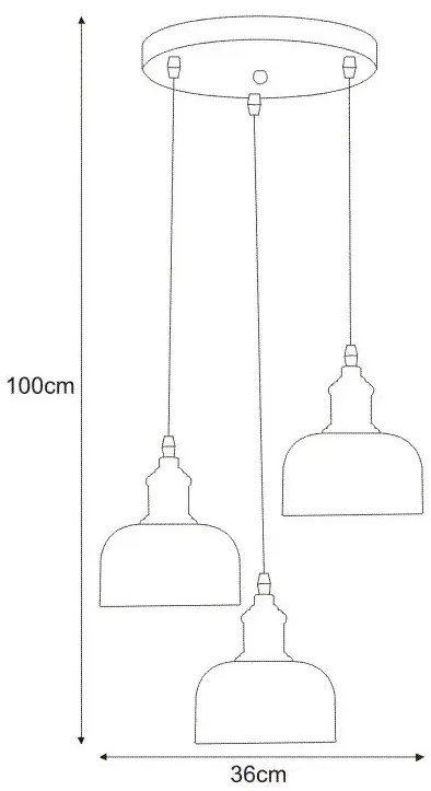 Industrialna lampa wisząca z 3 szklanymi kloszami - A779-Erwa