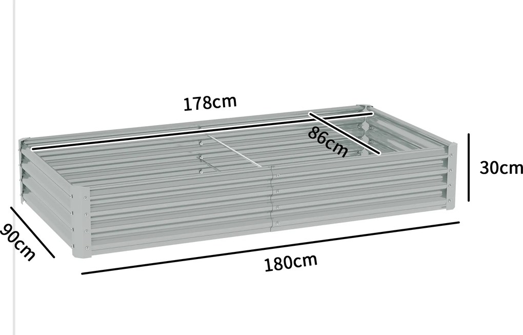Outsunny Wysokie grządka ze stali, odporna na warunki pogodowe z krawędzią antypoślizgową