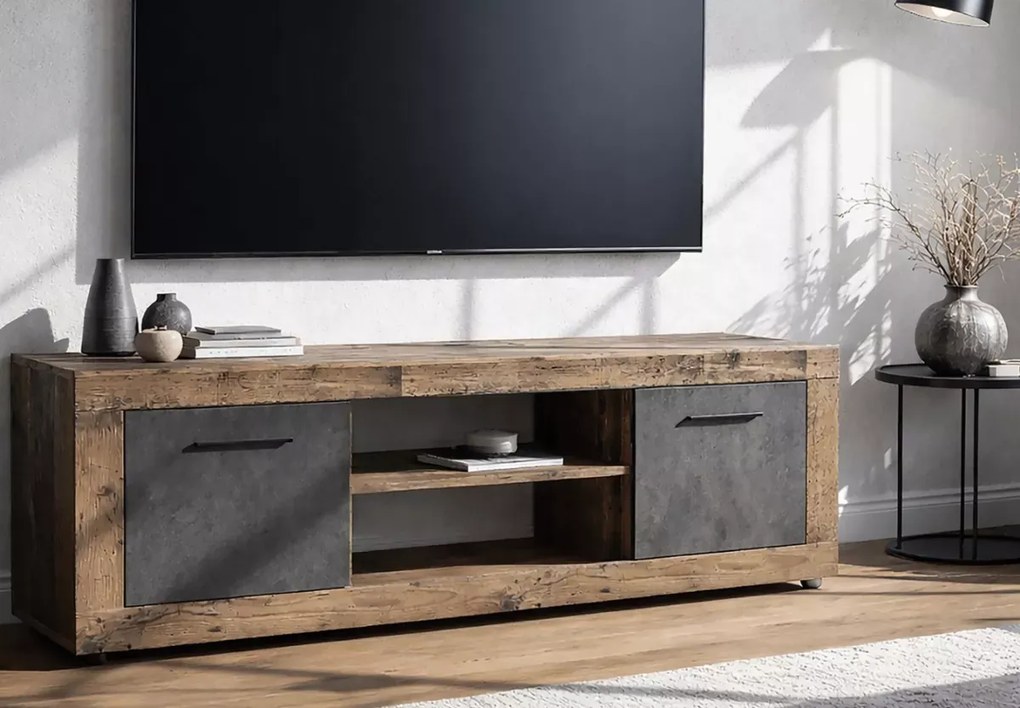 Szafka RTV Meshmatics 140 cm półki zamykane szafki salon sypialnia gabinet