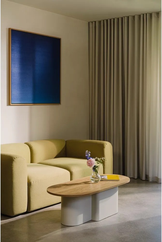 Beżowy stolik z blatem w dekorze dębu 50x115 cm Looi – noo.ma