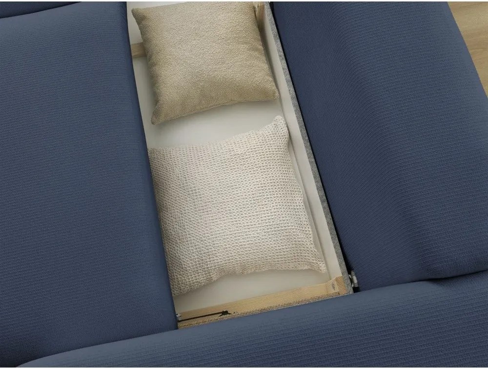 Niebieska rozkładana sofa ze schowkiem 265 cm Ezechiel – Bobochic Paris