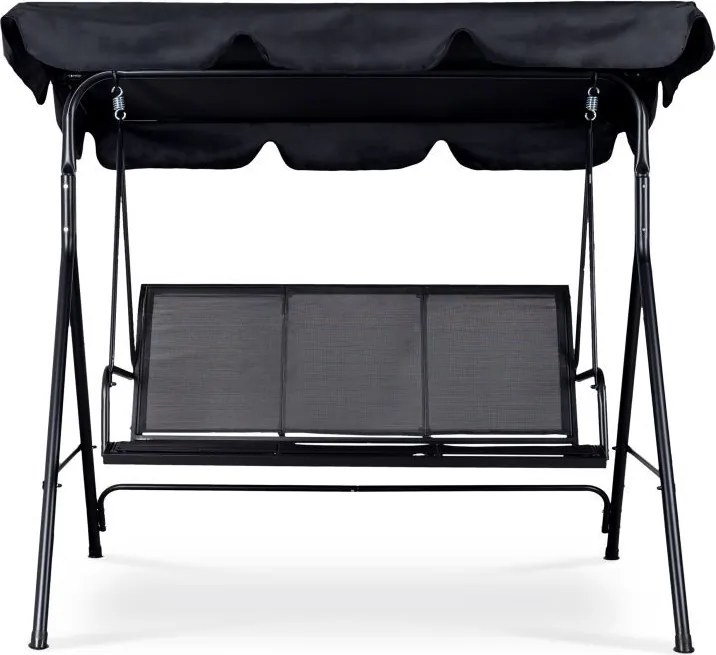 Huśtawka ogrodowa Toreno z daszkiem regulowanym, siatka tekstylna czarna