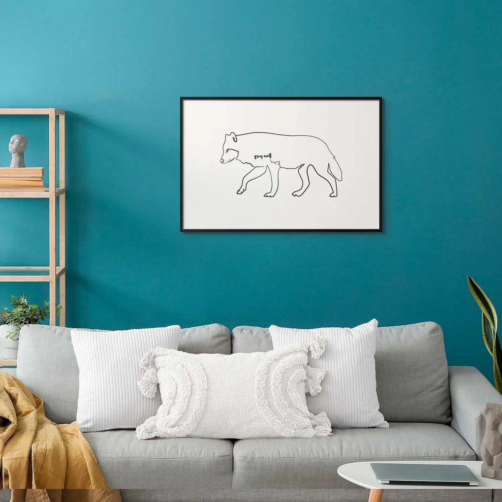 Plakat Wilk 30x21 cm z ramą czarną z marginesem ARTGEIST B