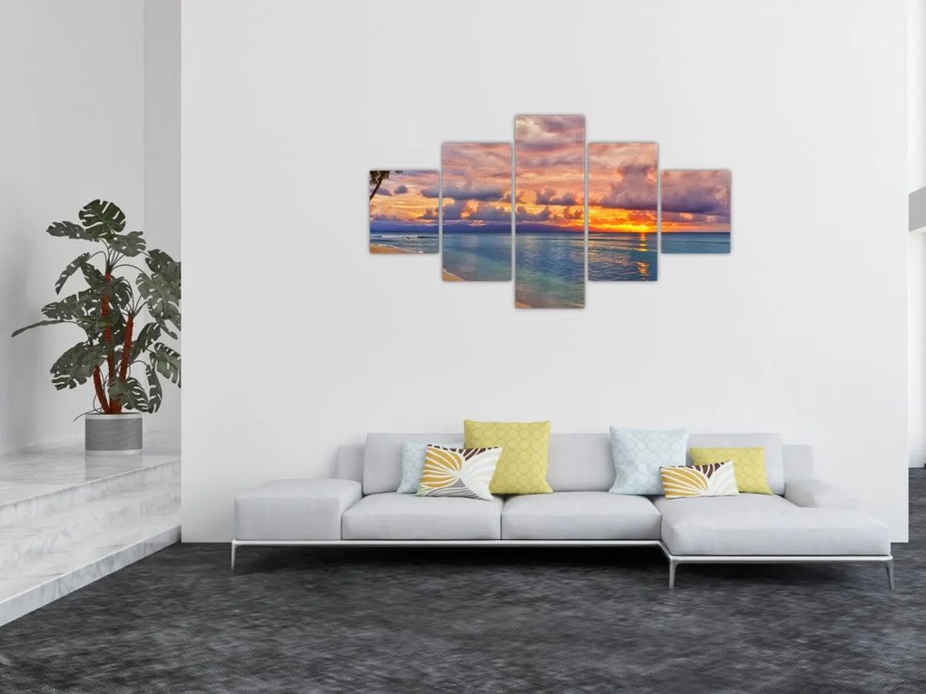 Obraz - Zachód słońca na plaży (125x70 cm)