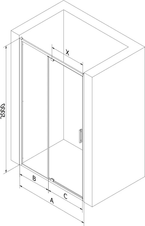 Mexen Exo drzwi prysznicowe uchylne 130 cm, transparent, czarne - 819-130-000-70-00