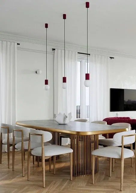 Burgundowa nowoczesna lampa wisząca - K599-Buble