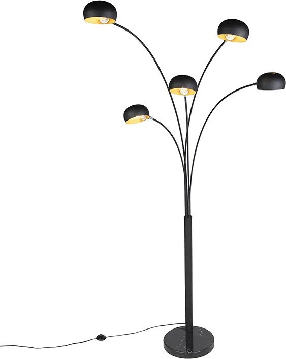 Designerska lampa podłogowa czarna 5-światłowa - Sixties Marmo