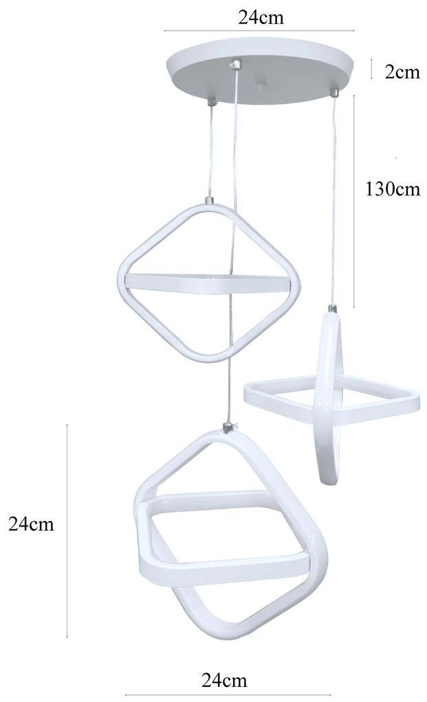 Lampa geometryczna LED klosz wisząca sufitowa AT53-3SL-Biała