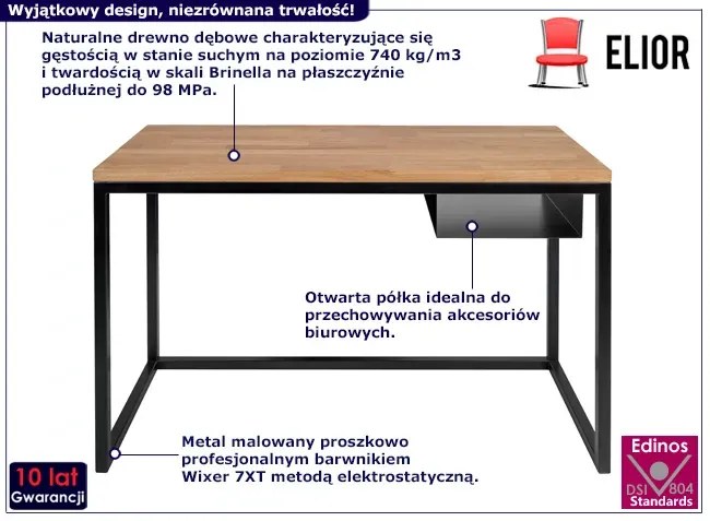 Biurko z dębowym blatem w stylu industrialnym - Avorro 9X