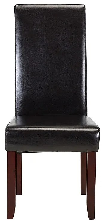 Komplet 2 krzeseł ROVIGO - Brązowa ekoskóra z połyskiem - Ciemne drewniane nogi