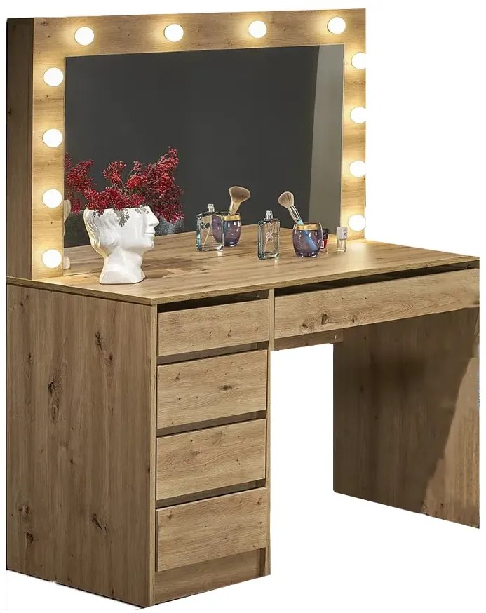 Toaletka Z Lustrem I Led Dąb Artisan R0-F39