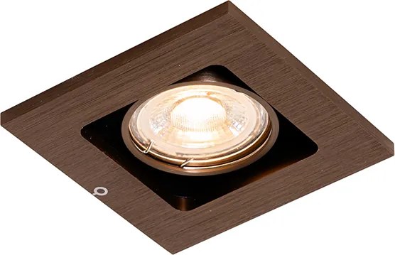 Zestaw 6 nowoczesnych reflektorów wpuszczanych ciemny brąz regulowane - Qure