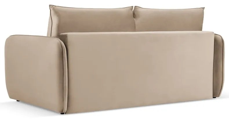 Beżowa aksamitna rozkładana sofa 194 cm Vienna – Cosmopolitan Design