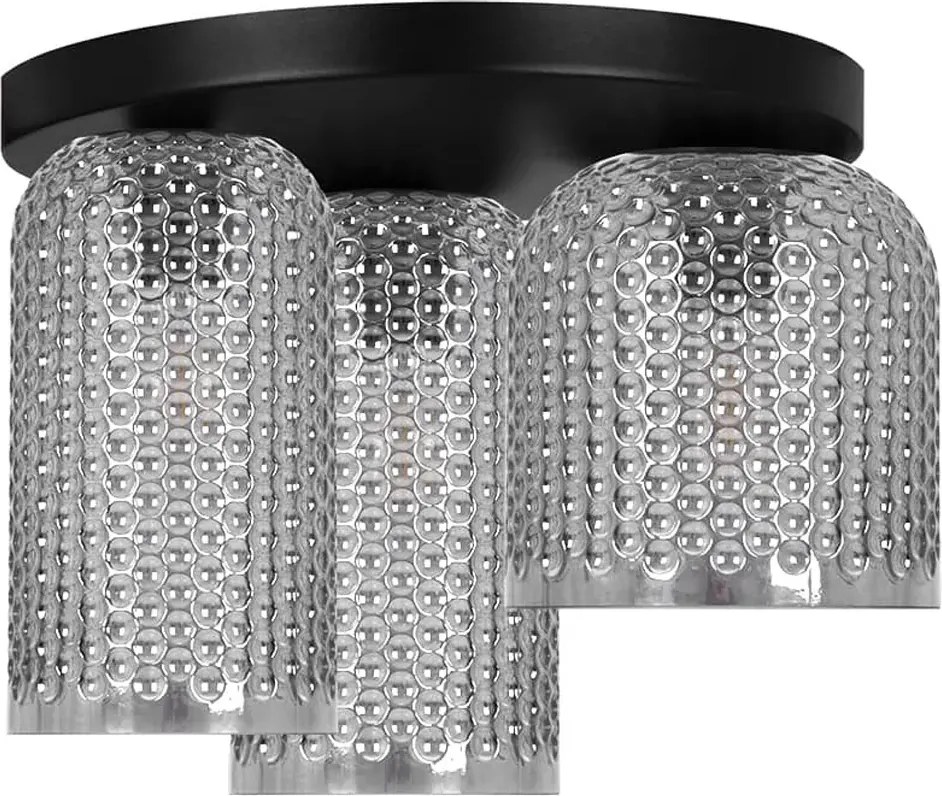 Lampa grafitowa z czarnym stelażem i szklanymi kloszami N8-E59