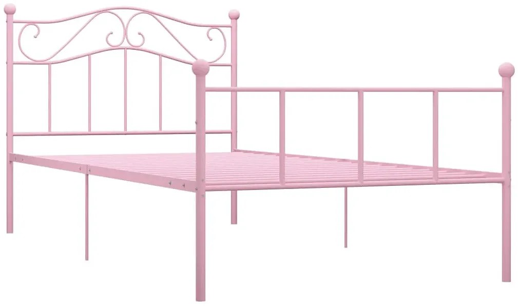 Różowe minimalistyczne łóżko z metalu 90x200 cm - Fiosa