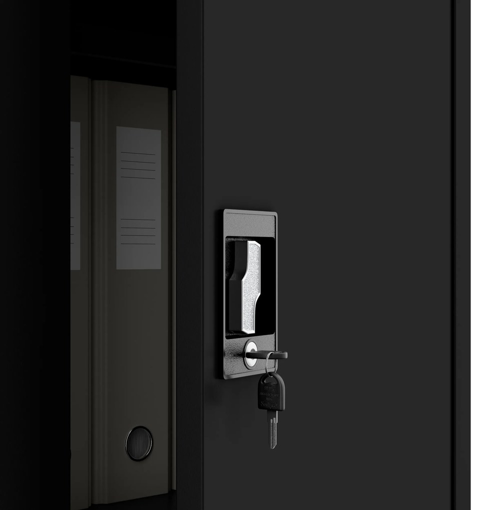 Szafa metalowa wielofunkcyjna z drążkiem czarna, 900x1850x450 mm: DAWID All Black