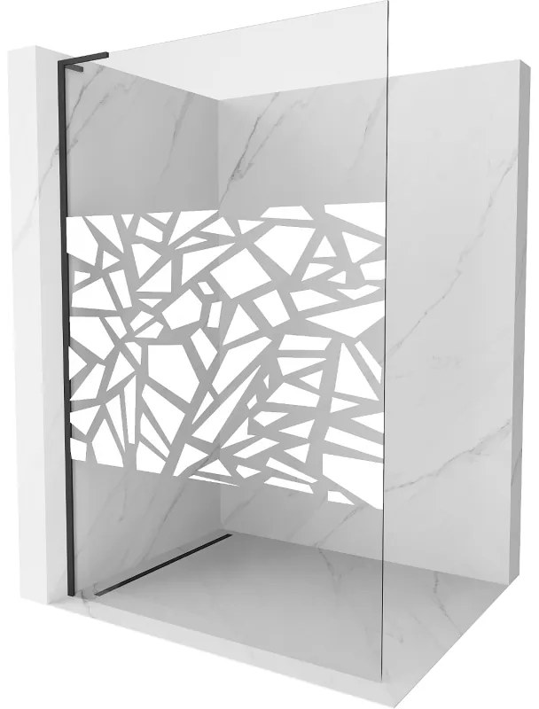 Mexen Kioto L ścianka prysznicowa Walk-in 110 x 200 cm, biały wzór, czarna - 800-110-103-70-85