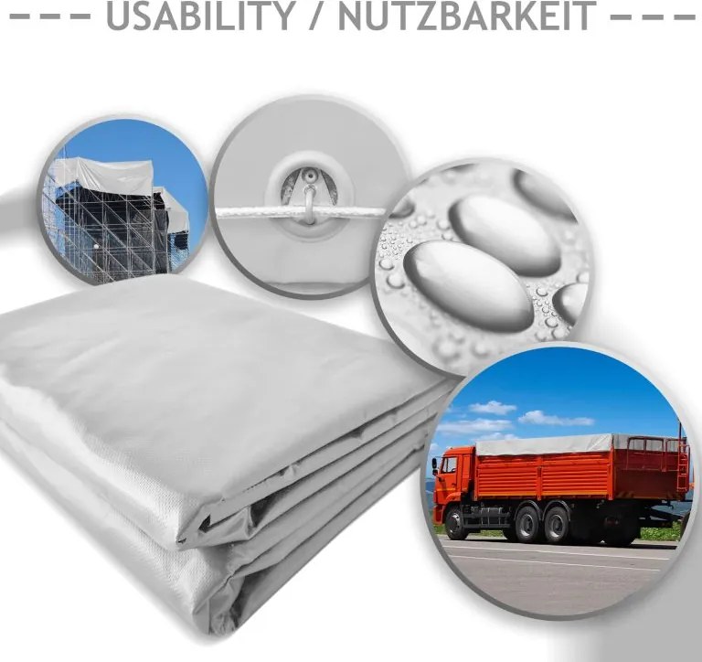 Plandeka JAGO 650 g/m², aluminiowe oczka, biała, 3x6 m