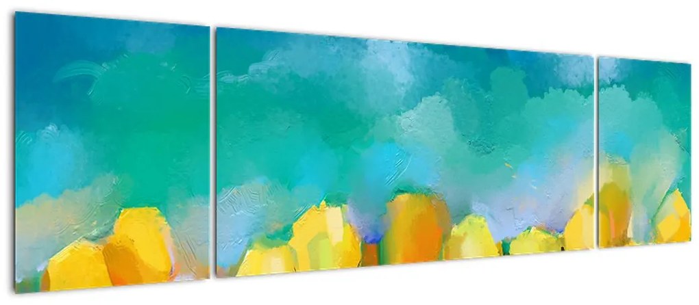 Obraz żółtych tulipanów (170x50 cm)