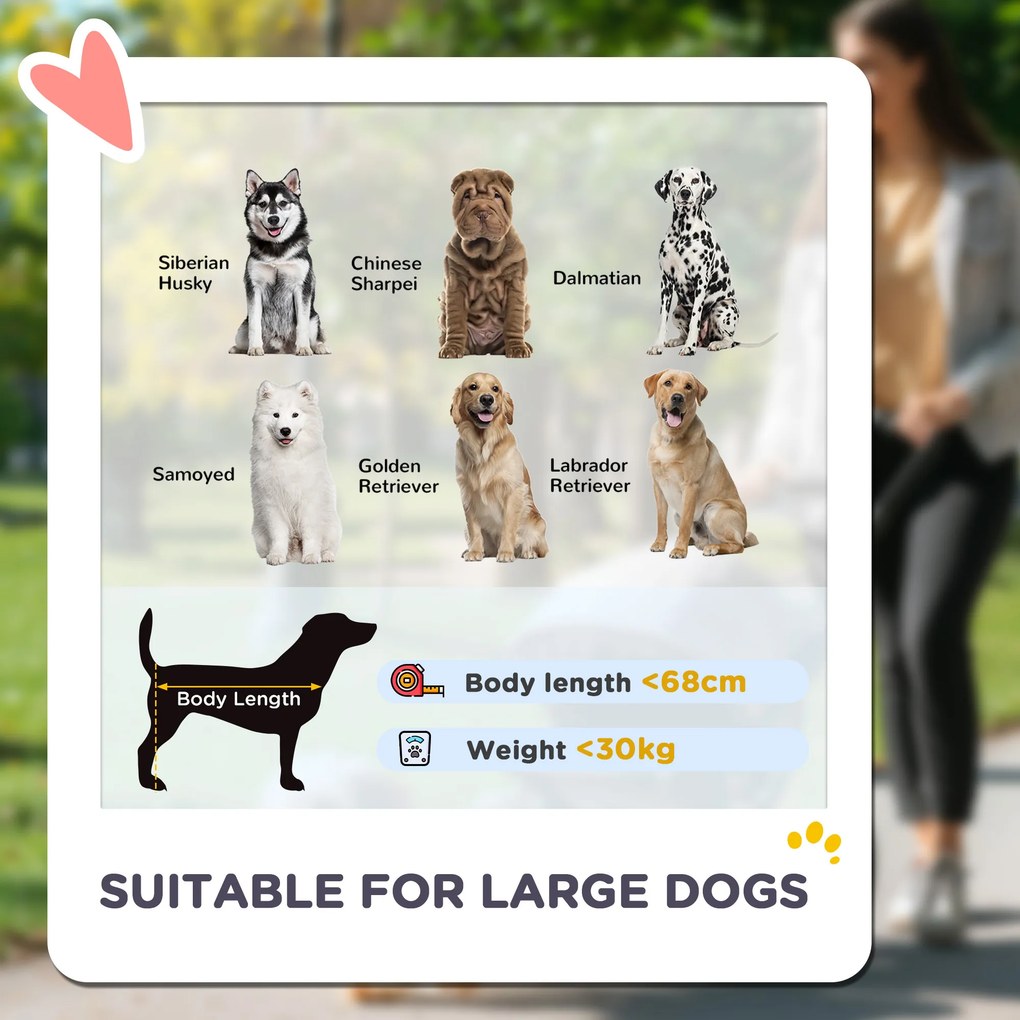 PawHut Wózek dla psa spacerowy składany, wózek dla kot do 30 kg z poduszką i hamulcem 124x67x100 cm szary | Aosom PL