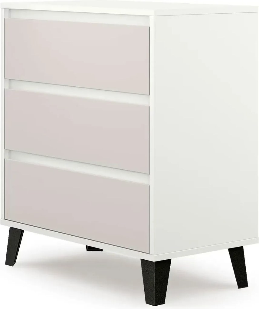 Komoda z 3 szufladami w stylu skandynawskim biały + kaszmir L8-C54